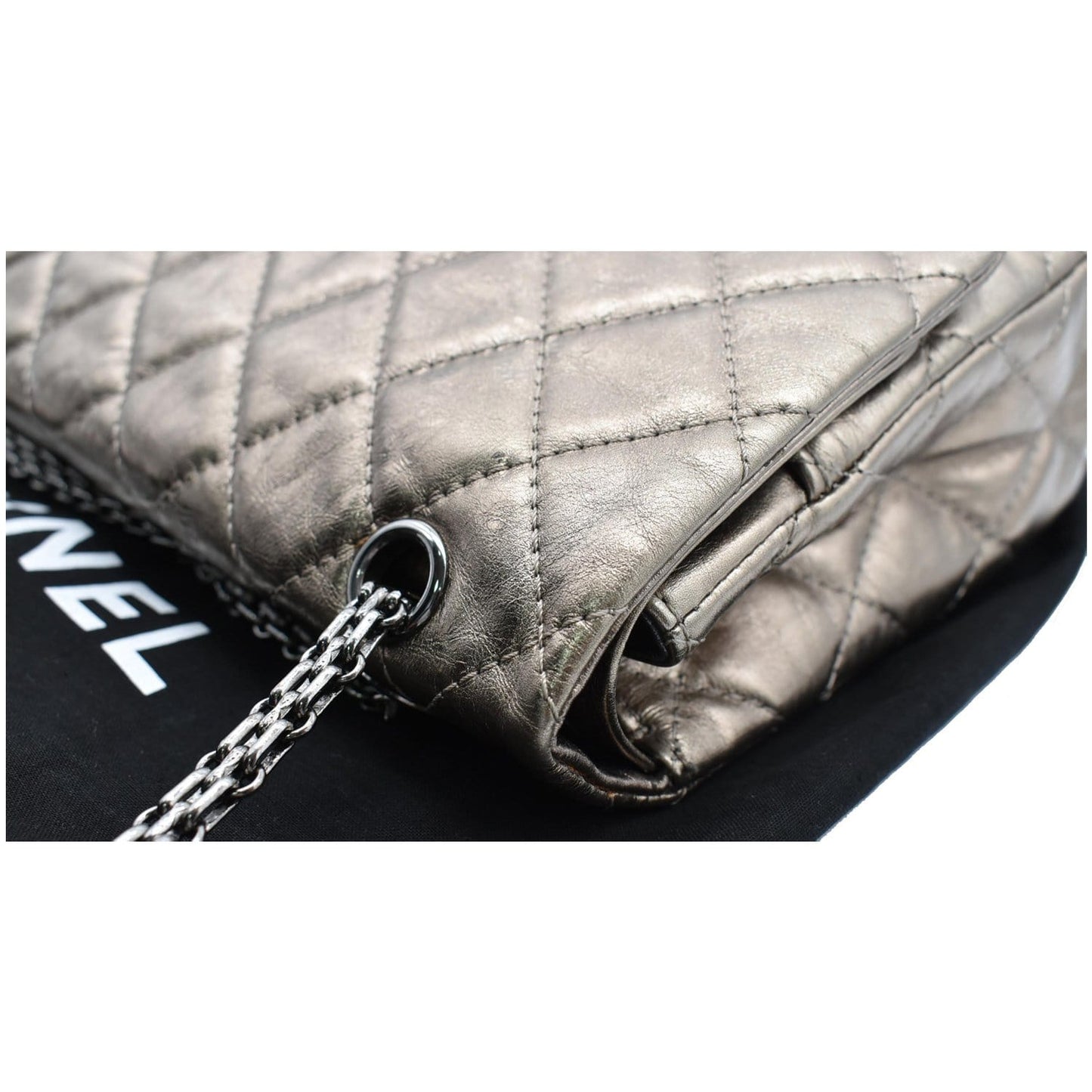 CHANEL 2.55 Reissue Aged Calfskin Leather Shoulder Bag Metallic Gold