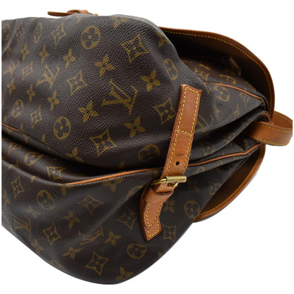 LOUIS VUITTON Saumur 35 Monogram Canvas Shoulder Bag Brown