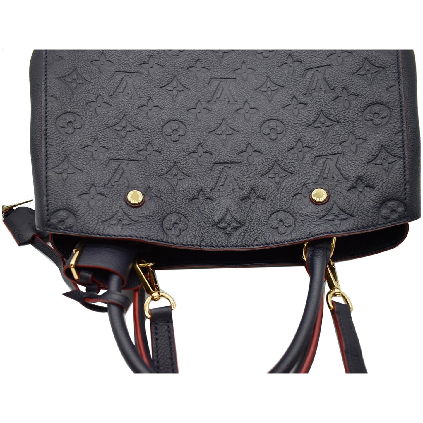 LOUIS VUITTON Montaigne MM Monogram Empreinte Shoulder Bag Blue