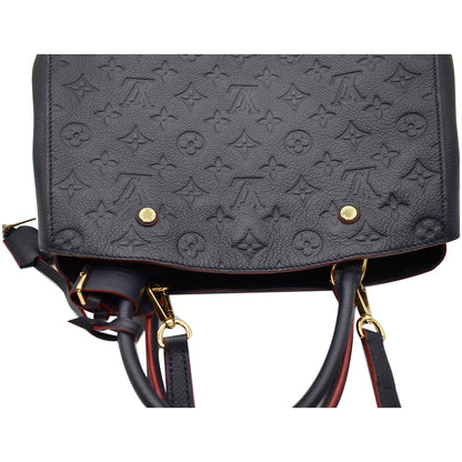 LOUIS VUITTON Montaigne MM Monogram Empreinte Shoulder Bag Blue