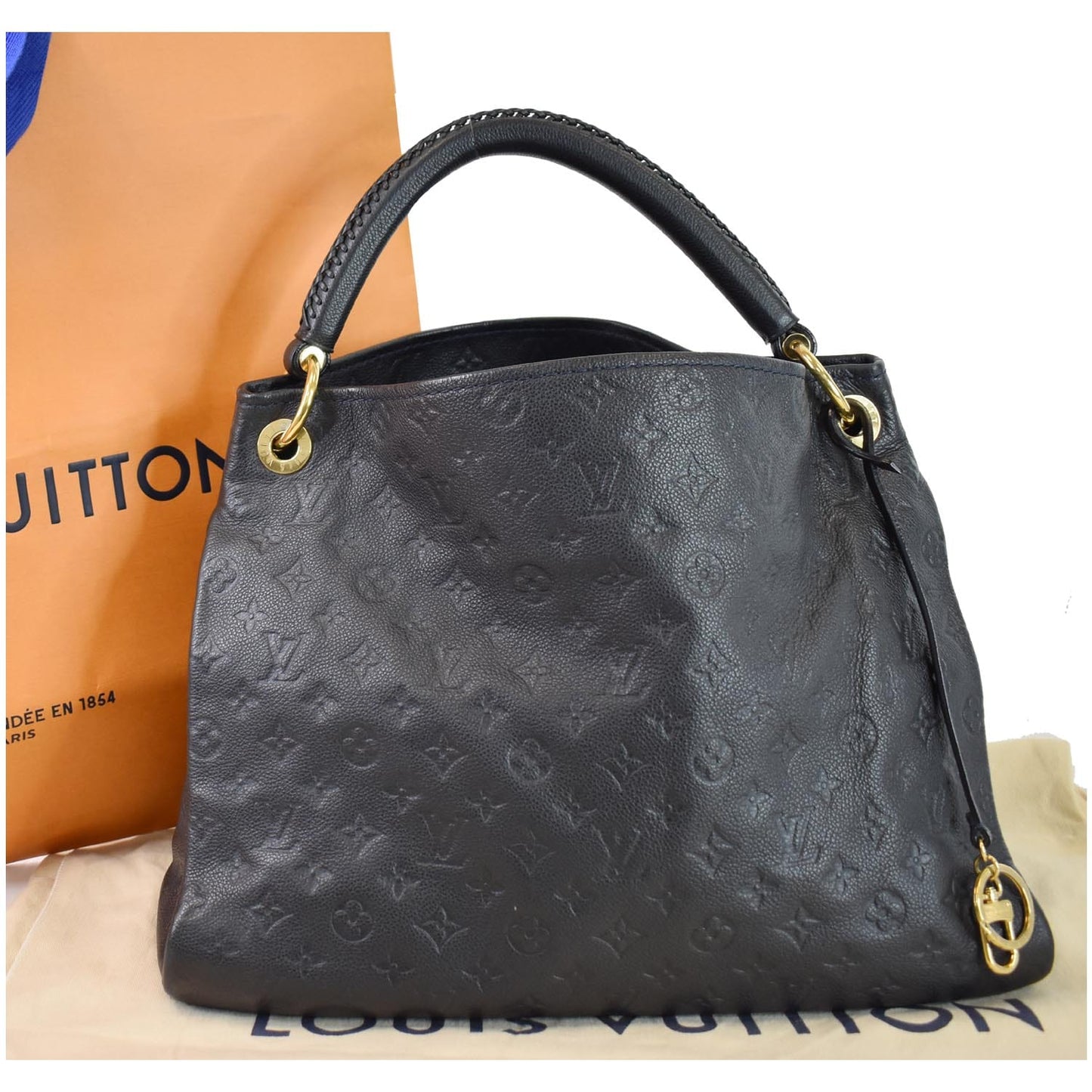 LOUIS VUITTON Artsy MM Empreinte Leather Shoulder Bag Blue