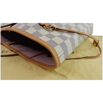 LOUIS VUITTON Neverfull MM Damier Azur Shoulder Bag White
