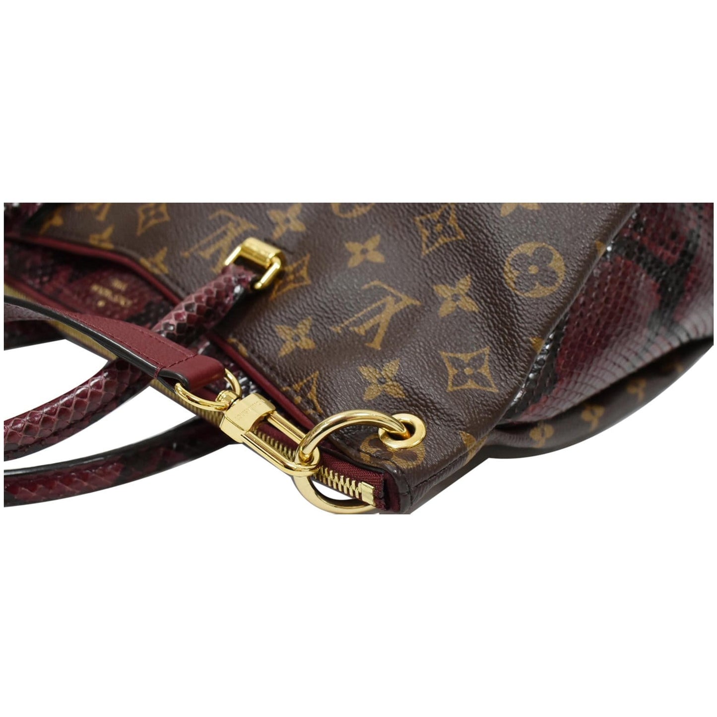 LOUIS VUITTON Pallas Python Monogram Canvas Shoulder Bag Bordeaux