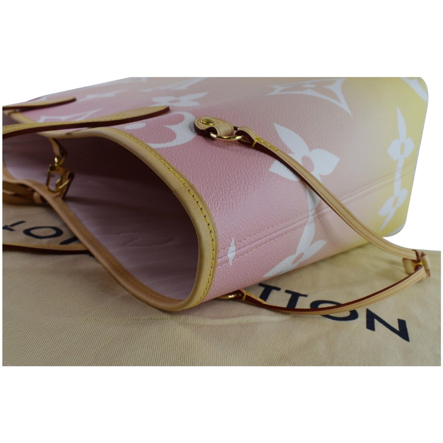 LOUIS VUITTON Neverfull MM Pool Monogram Giant Tote Shoulder Bag Light Pink