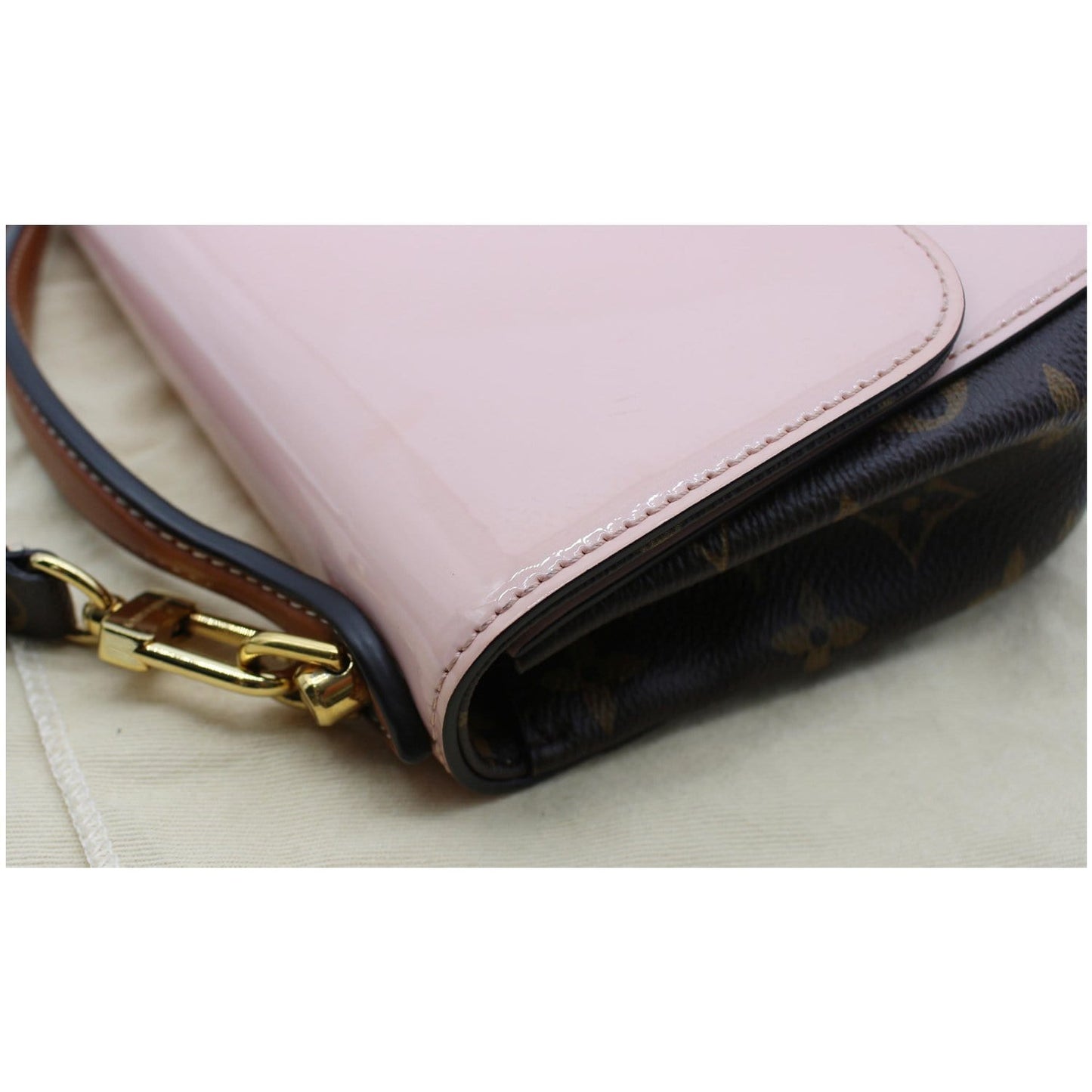 LOUIS VUITTON Cherrywood BB Patent Leather Shoulder Bag Rose Ballerine