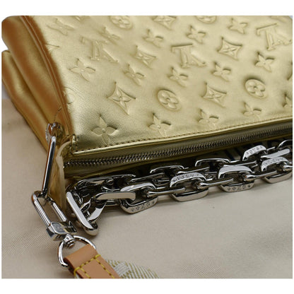 LOUIS VUITTON Coussin PM Monogram Embossed Shoulder Bag Gold