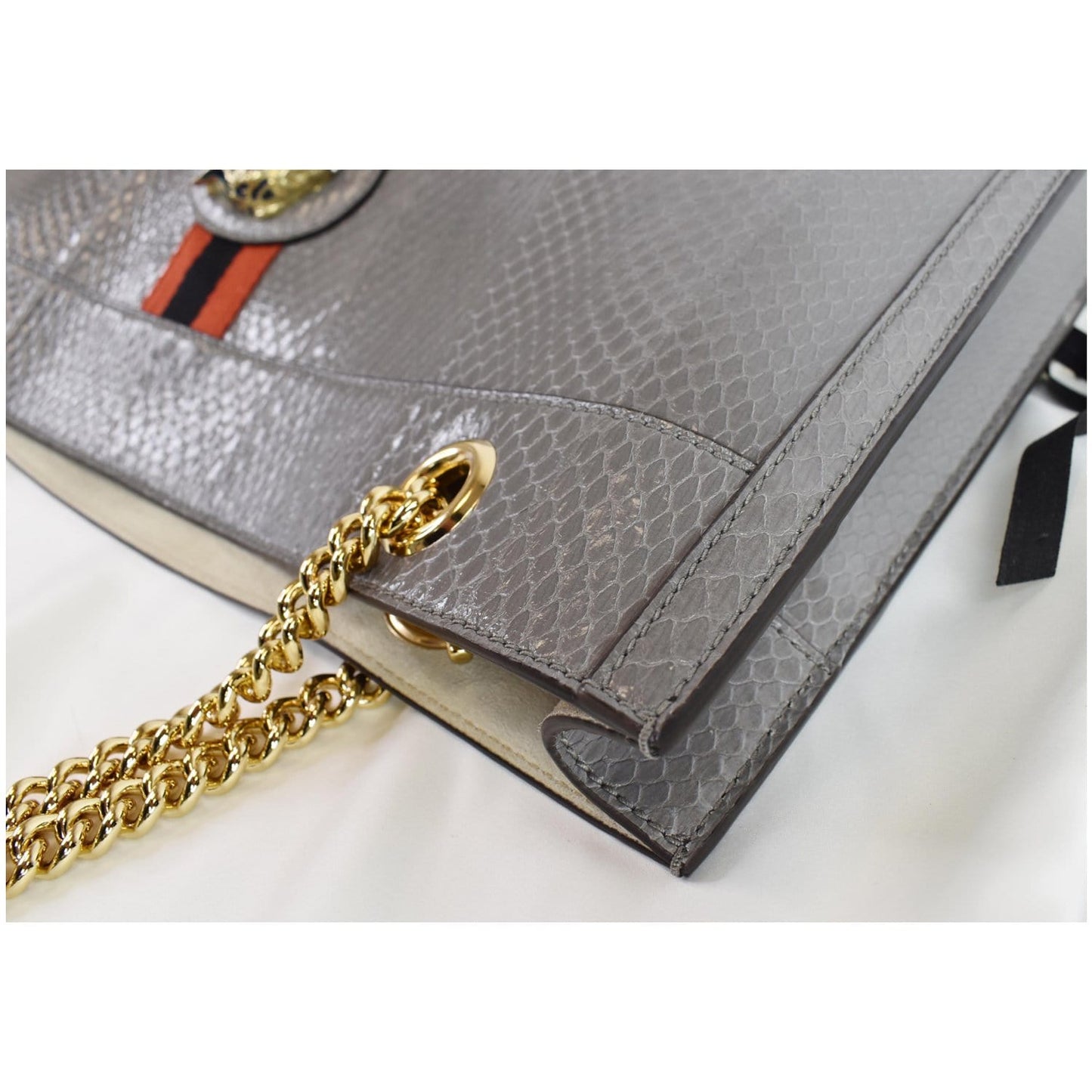 GUCCI Rajah Large Snakeskin Tote Shoulder Bag Dusty Grey 537219 - 25% OFF