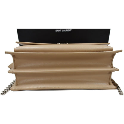 YVES SAINT LAURENT Monogram Sunset Medium Leather Shoulder Bag Beige