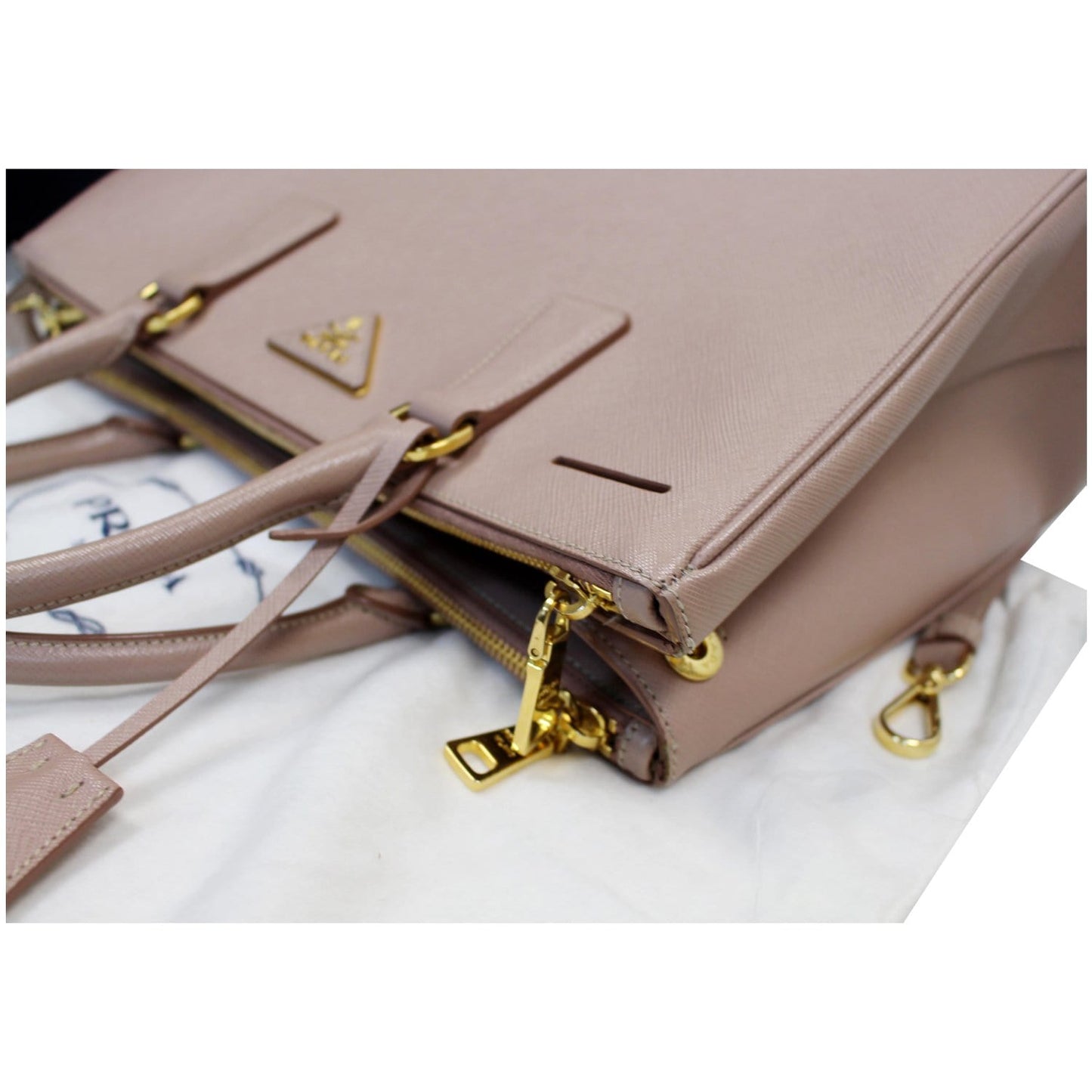 PRADA Lux Large Saffiano Leather Tote Shoulder Bag Light Pink