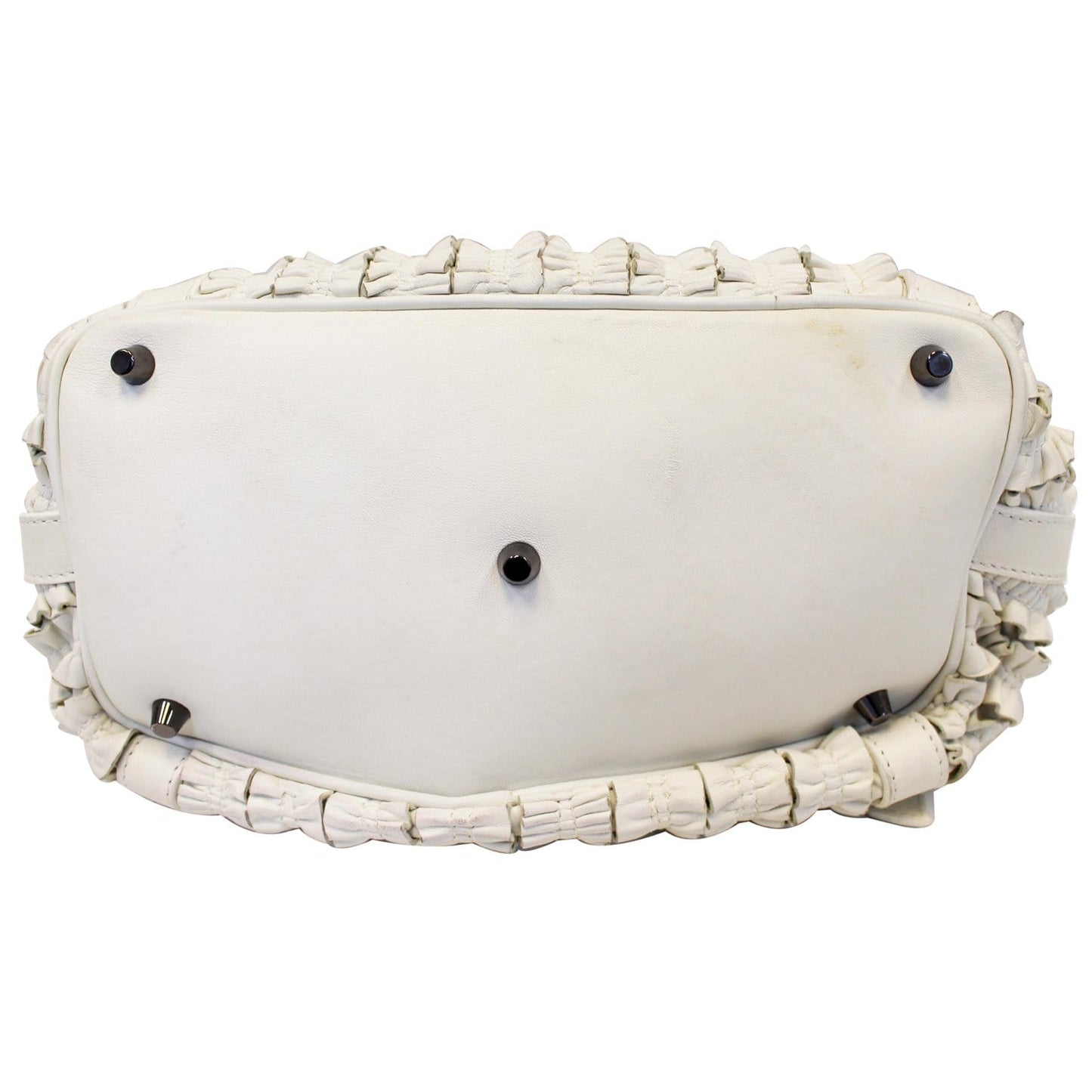 BURBERRY Ruffle Small Lowry White Leather Shoulder Bag