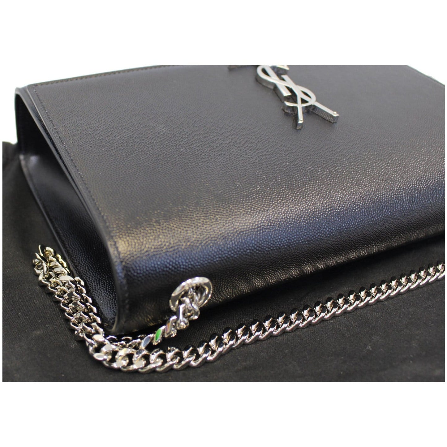 YVES SAINT LAURENT Kate Large Grain De Poudre Leather Shoulder Bag Black