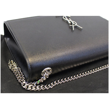 YVES SAINT LAURENT Kate Large Grain De Poudre Leather Shoulder Bag Black