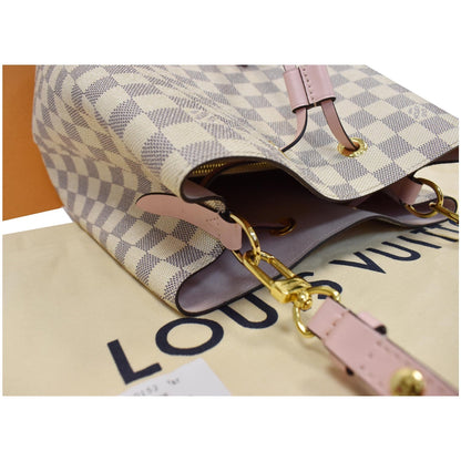 LOUIS VUITTON Neonoe MM Damier Azur Shoulder Bag Rose