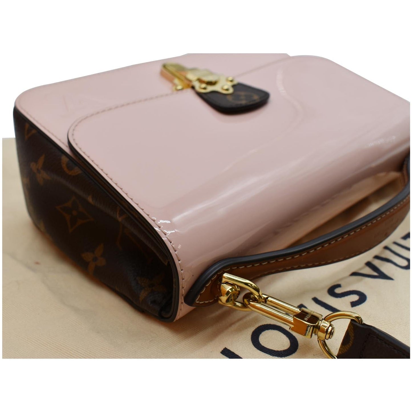 LOUIS VUITTON Cherrywood BB Patent Leather Shoulder Bag Rose Ballerine