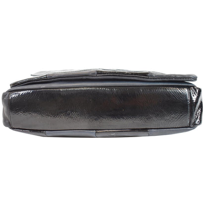 CHANEL Brooklyn Patchwork Flap Patent Leather Shoulder Bag Black