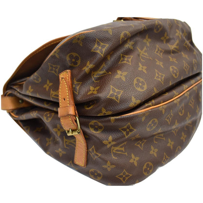 LOUIS VUITTON Saumur 35 Monogram Canvas Shoulder Bag Brown