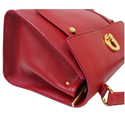 YVES SAINT LAURENT Muse Two Medium Calfskin Satchel Shoulder Bag Red