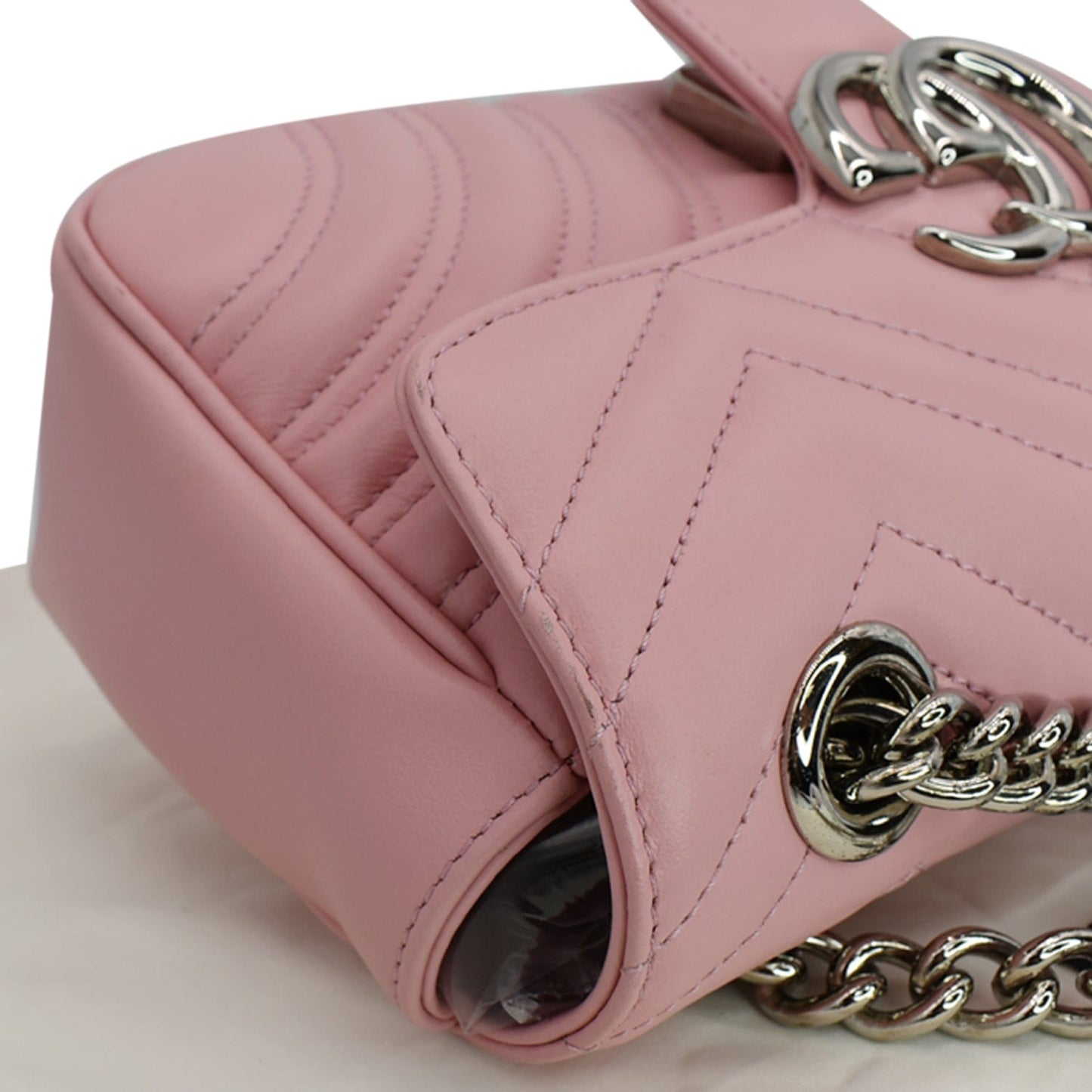 GUCCI GG Marmont Mini Matelass� Leather Shoulder Crossbody Bag Pastel Pink 446744
