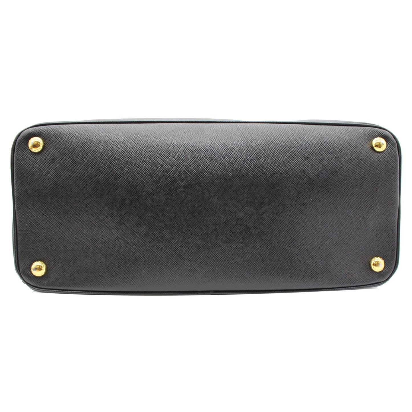 PRADA Saffiano Lux Double-Zip Leather Tote Shoulder Bag Black