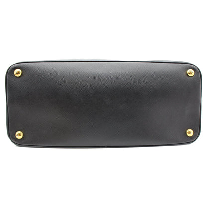 PRADA Saffiano Lux Double-Zip Leather Tote Shoulder Bag Black