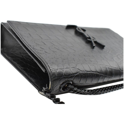 YVES SAINT LAURENT WOC Crocodile-Embossed Shoulder Bag Black  - Hot Deals