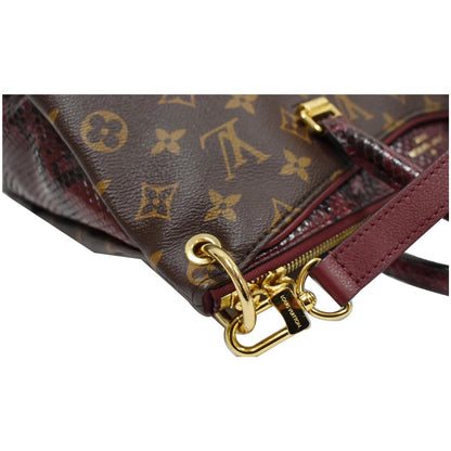 LOUIS VUITTON Pallas Python Monogram Canvas Shoulder Bag Bordeaux