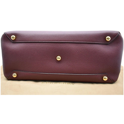 BURBERRY Banner Medium Leather Tote Shoulder Bag Red