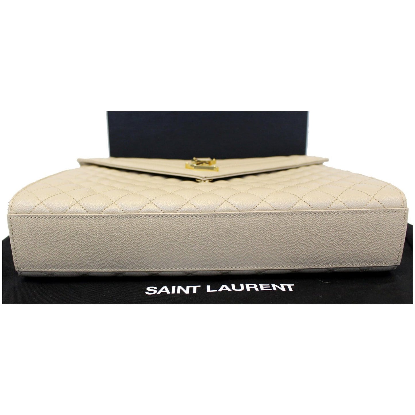 YVES SAINT LAURENT Envelope Large Matelasse Embossed Leather Shoulder Bag Nude