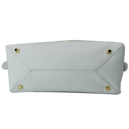 BURBERRY Grainy Leather Bowling Shoulder Bag White