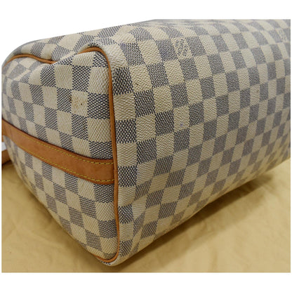 LOUIS VUITTON Speedy 30 Bandouliere Damier Azur Shoulder Bag White