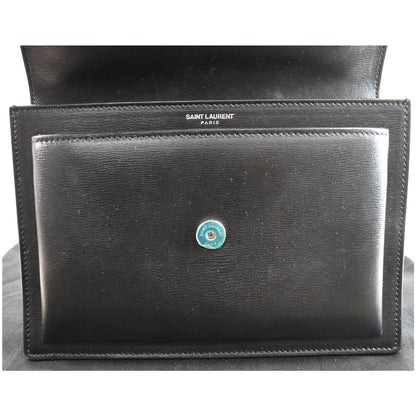YVES SAINT LAURENT Monogram Sunset Medium Leather Shoulder Bag Black