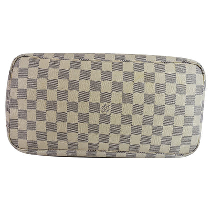 LOUIS VUITTON Neverfull MM Damier Azur Tote Shoulder Bag White