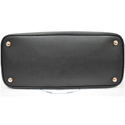 PRADA Double Handle Saffiano Cuir Leather Tote Shoulder Bag Black