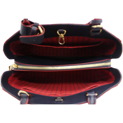LOUIS VUITTON Montaigne MM Monogram Empreinte Shoulder Bag Navy Blue
