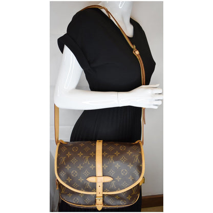 LOUIS VUITTON Saumur 30 Monogram Canvas Shoulder Bag Brown