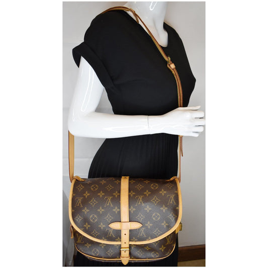 LOUIS VUITTON Saumur 30 Monogram Canvas Shoulder Bag Brown