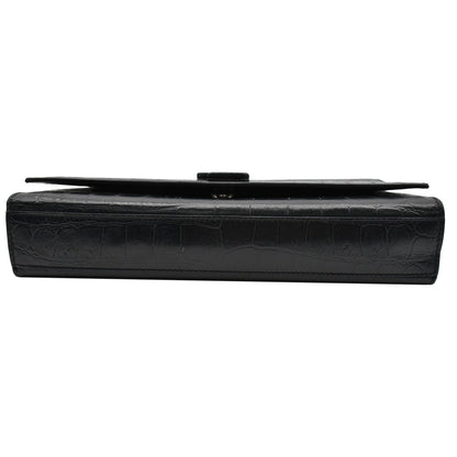 YVES SAINT LAURENT WOC Crocodile-Embossed Shoulder Bag Black  - Hot Deals