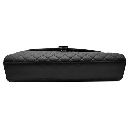 YVES SAINT LAURENT Envelope Large Grain De Poudre Leather Shoulder Bag Black