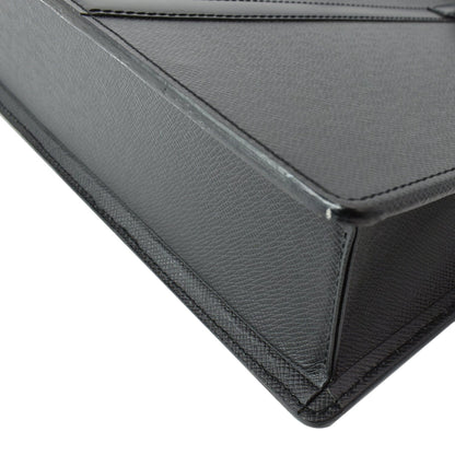 LOUIS VUITTON Lozan Taiga Leather Briefcase Shoulder Bag Black