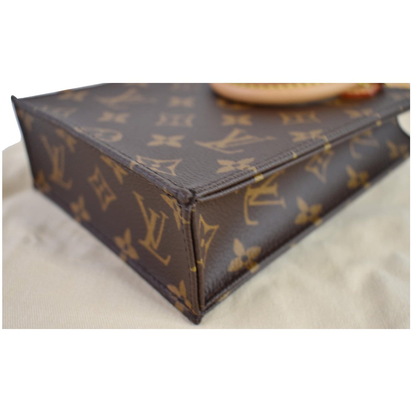 LOUIS VUITTON Petit Sac Plat Monogram Canvas Shoulder Bag Brown