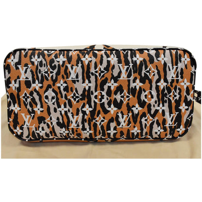 LOUIS VUITTON Neverfull MM Monogram Jungle Shoulder Bag Ivory/Orange
