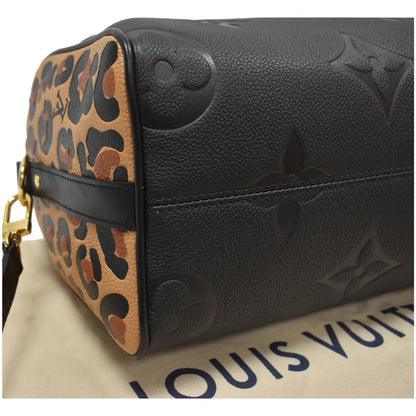LOUIS VUITTON Speedy 25 Wild At Heart Leather Shoulder Bag Black