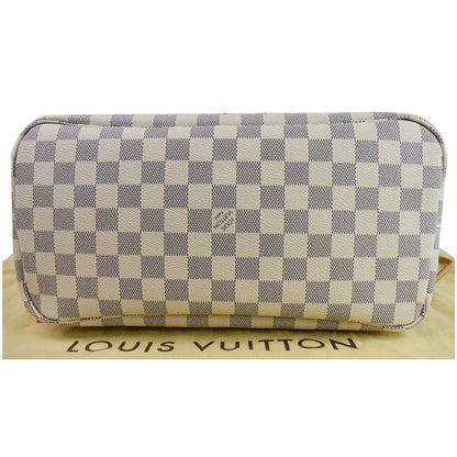 LOUIS VUITTON Neverfull MM Damier Azur Shoulder Bag White