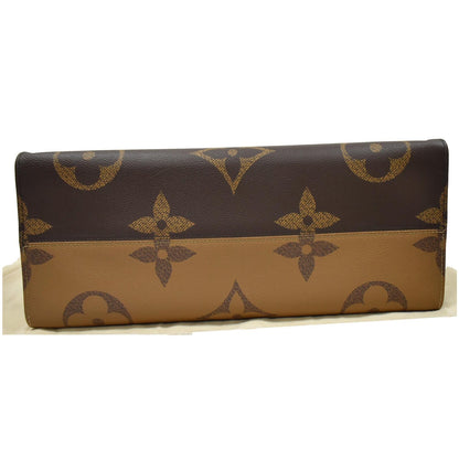 LOUIS VUITTON Onthego GM Reverse Monogram Canvas Tote Shoulder Bag Brown