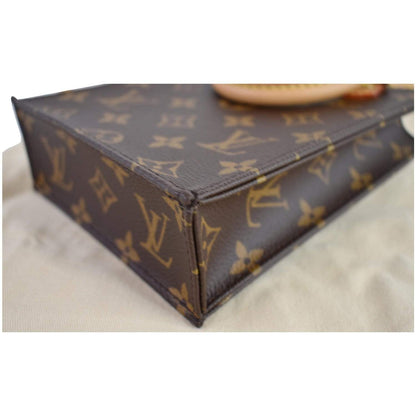 LOUIS VUITTON Petit Sac Plat Monogram Canvas Shoulder Bag Brown