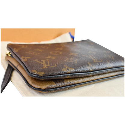 LOUIS VUITTON Double Zip Pochette Reverse Monogram Giant Shoulder Bag Brown
