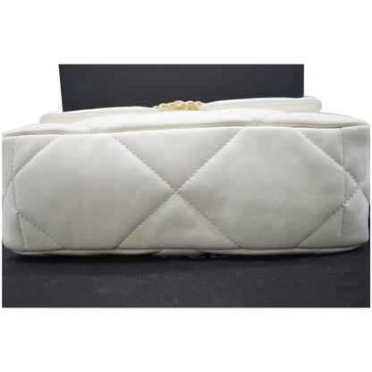 CHANEL 19 Small Flap Lambskin Leather Shoulder Bag White