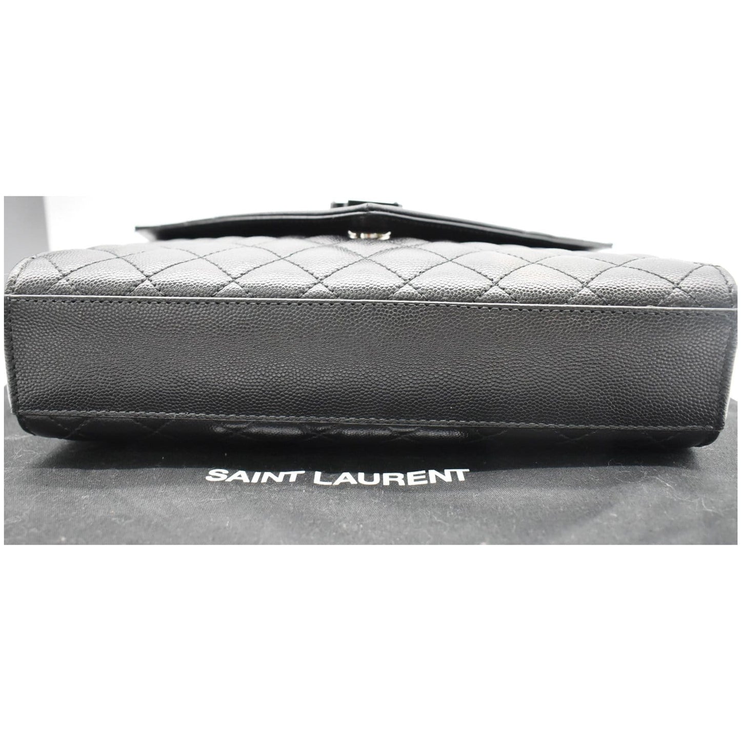 YVES SAINT LAURENT Envelope Mix Matelassé Chain Medium Leather Shoulder Bag Black