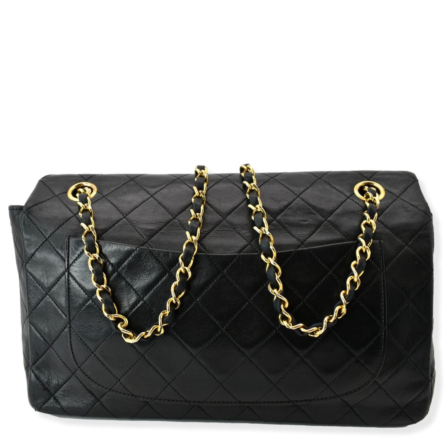 CHANEL Vintage Classic Medium Single Flap Lambskin Shoulder Bag Black