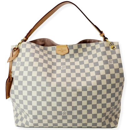 LOUIS VUITTON Graceful MM Damier Azur Hobo Shoulder Bag White